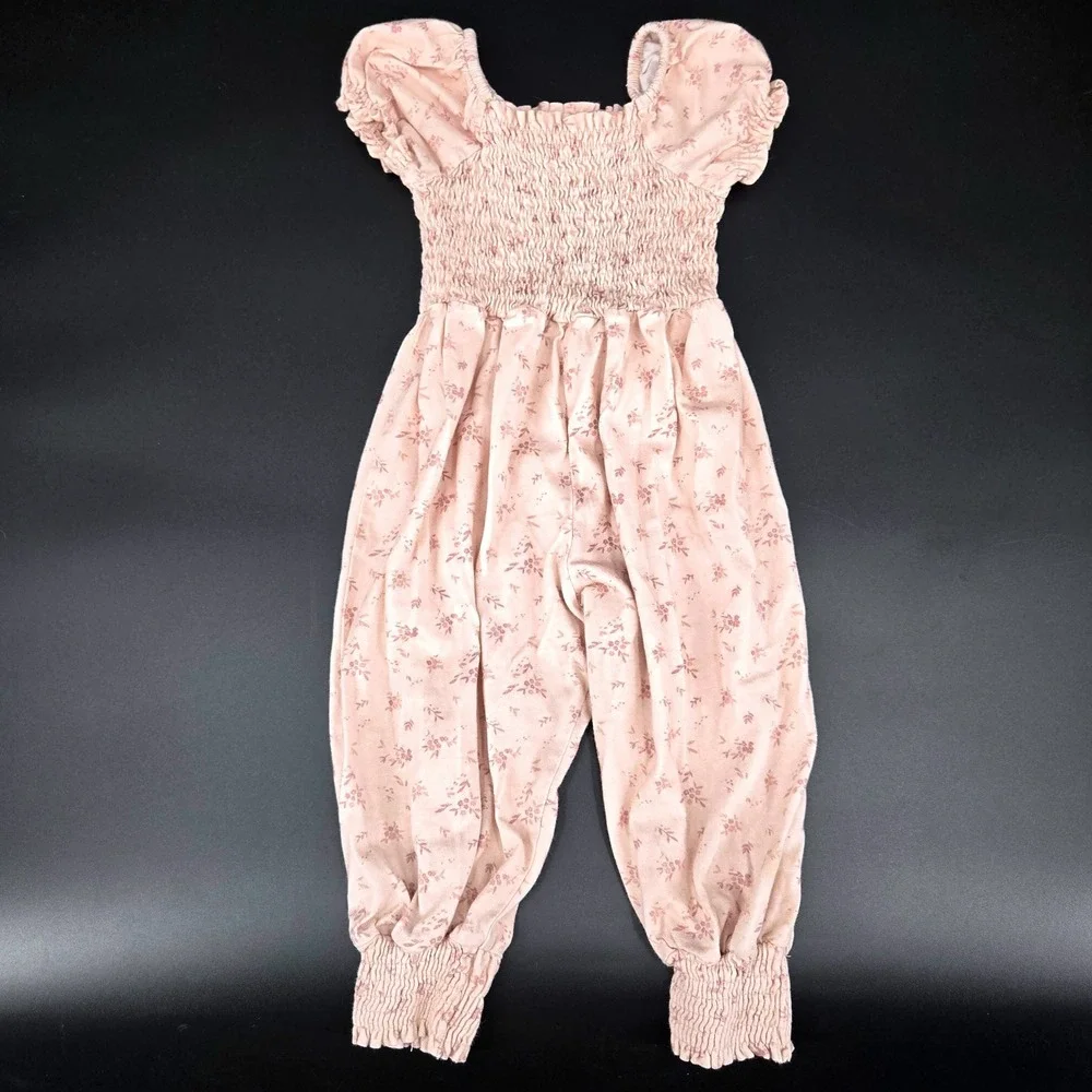 SweetHoney 2T Floral Smocked Jumpsuit Mauve Pink‎ Boho Cottagecore Boutique